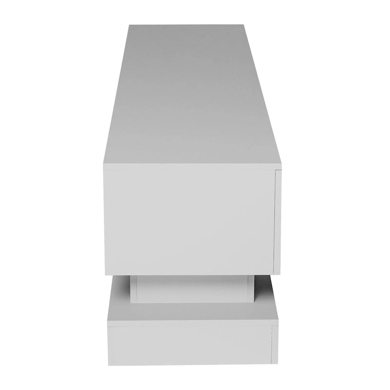 Mueble blanco para TV de 63 pulgadas con cajones y luces LED para televisores de 65 pulgadas