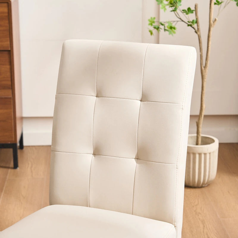 Gepolsterte Esszimmerstühle aus Kunstleder mit Knopfheftung, 2er-Set - 17.5W x 23D x 36.5H