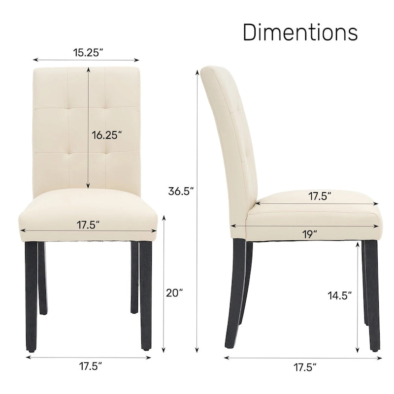 Gepolsterte Esszimmerstühle aus Kunstleder mit Knopfheftung, 2er-Set - 17.5W x 23D x 36.5H