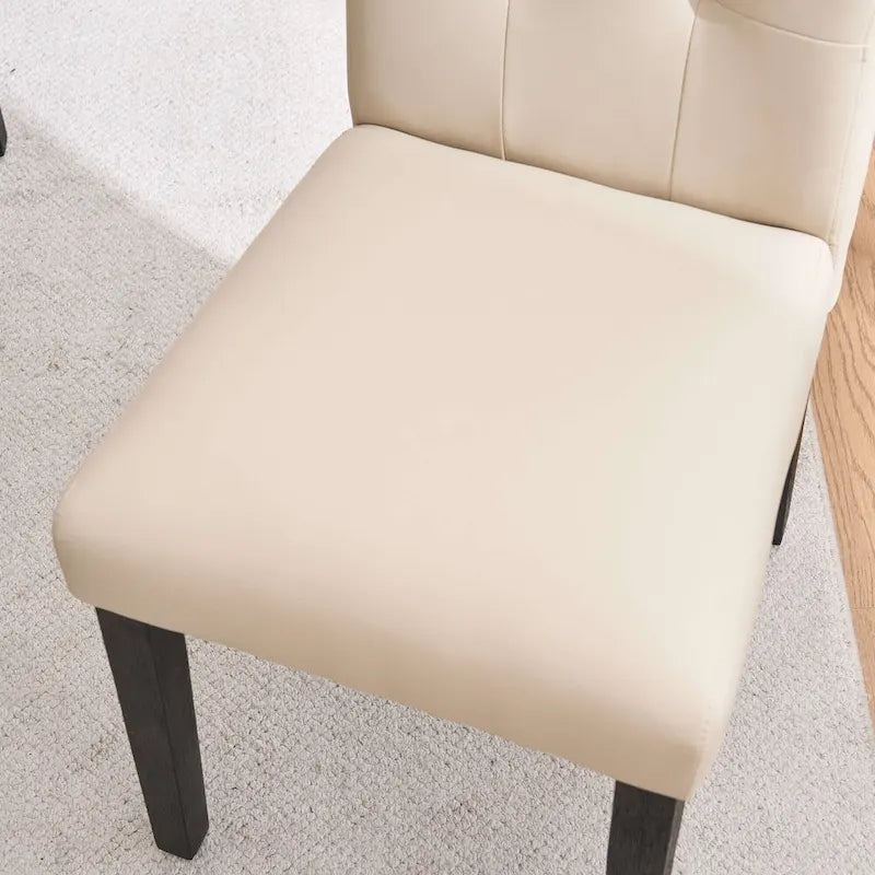 Gepolsterte Esszimmerstühle aus Kunstleder mit Knopfheftung, 2er-Set - 17.5W x 23D x 36.5H