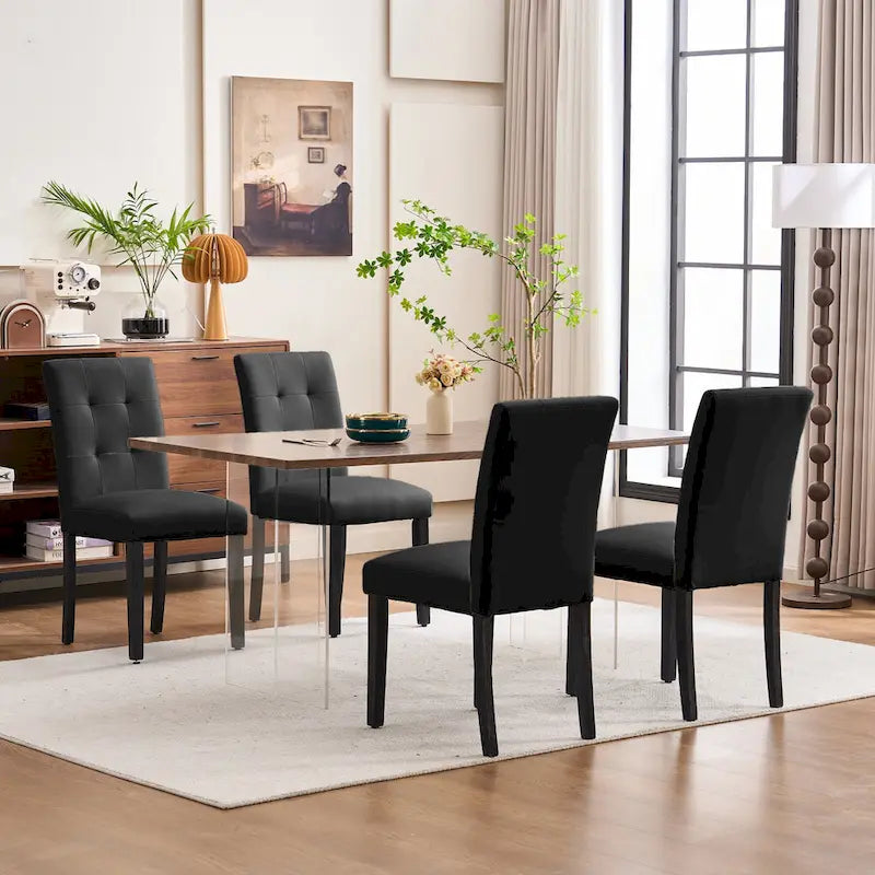 Gepolsterte Esszimmerstühle aus Kunstleder mit Knopfheftung, 2er-Set - 17.5W x 23D x 36.5H