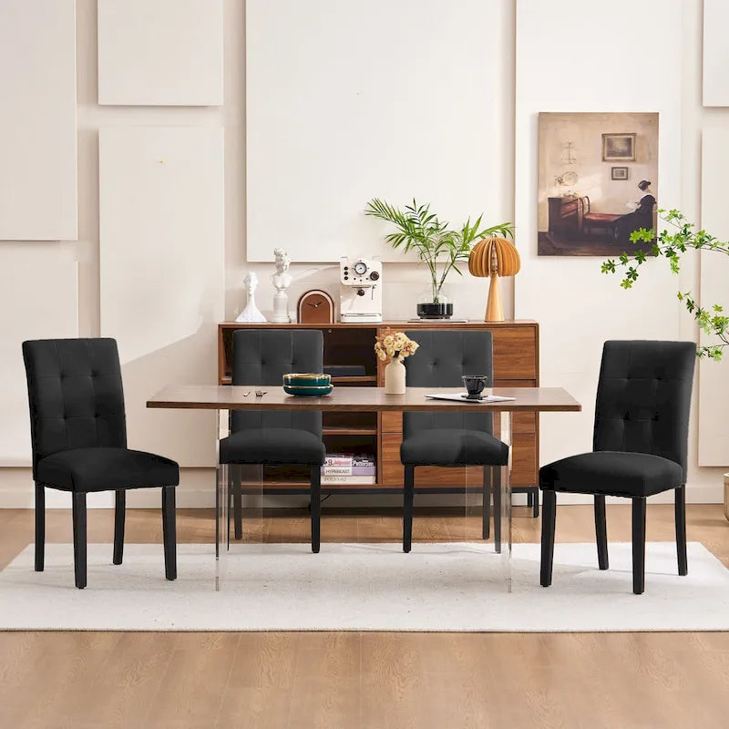 Gepolsterte Esszimmerstühle aus Kunstleder mit Knopfheftung, 2er-Set - 17.5W x 23D x 36.5H