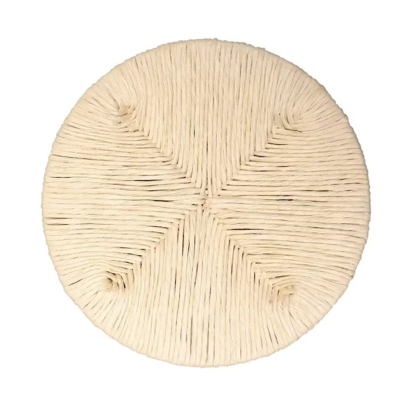 Handgeflochtene Barhocker mit Rückenlehne, 2er-Set, runde Barhocker aus Papierkordel mit Fußstütze für Kücheninseln und Esszimmer