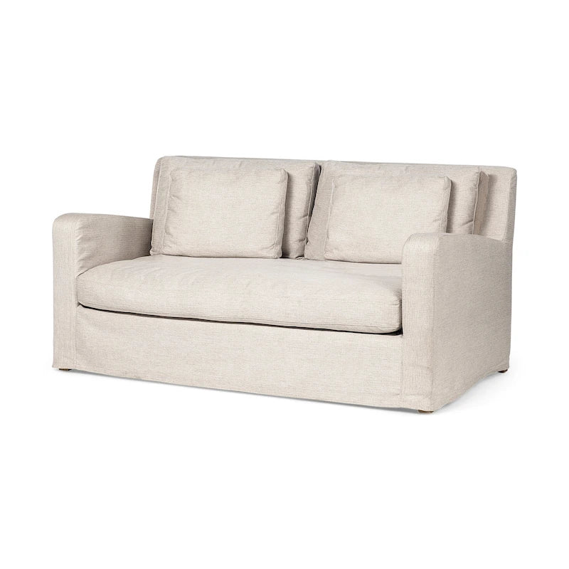 Zweisitzer-Sofa mit beigem Schonbezug