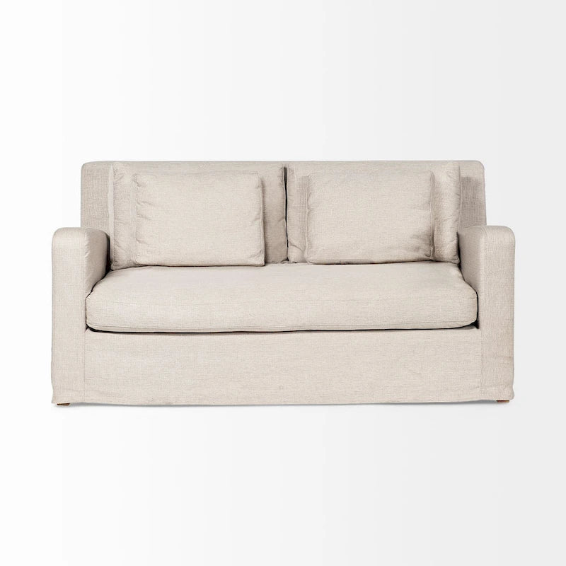 Zweisitzer-Sofa mit beigem Schonbezug