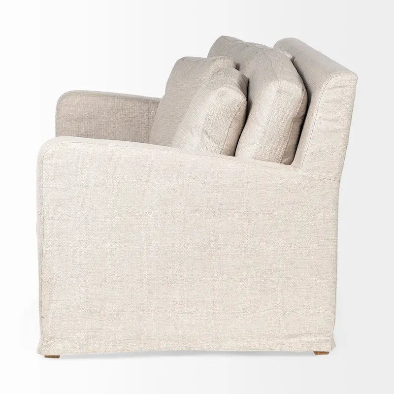 Zweisitzer-Sofa mit beigem Schonbezug