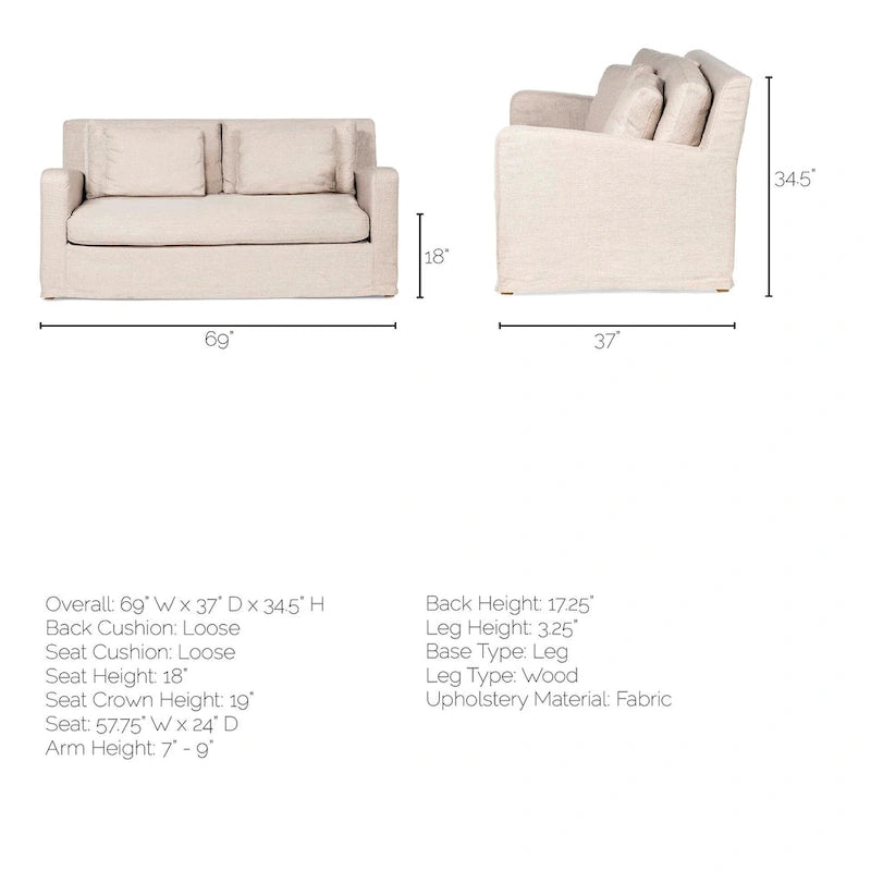 Zweisitzer-Sofa mit beigem Schonbezug