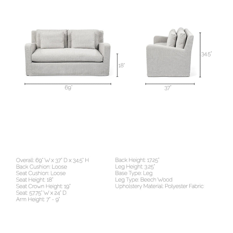 Zweisitzer-Sofa mit beigem Schonbezug