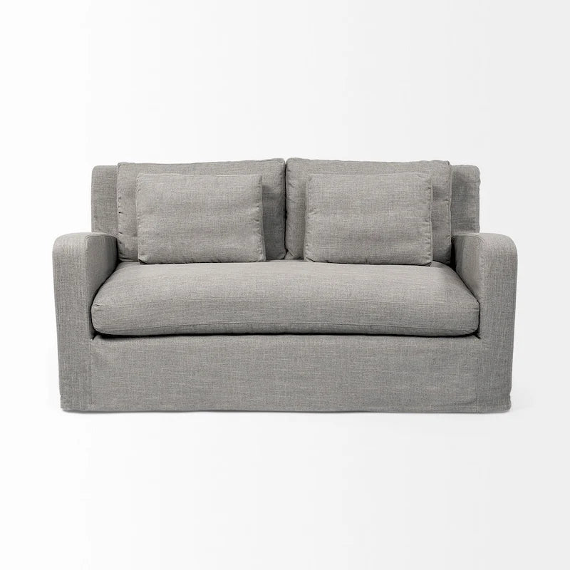 Zweisitzer-Sofa mit beigem Schonbezug