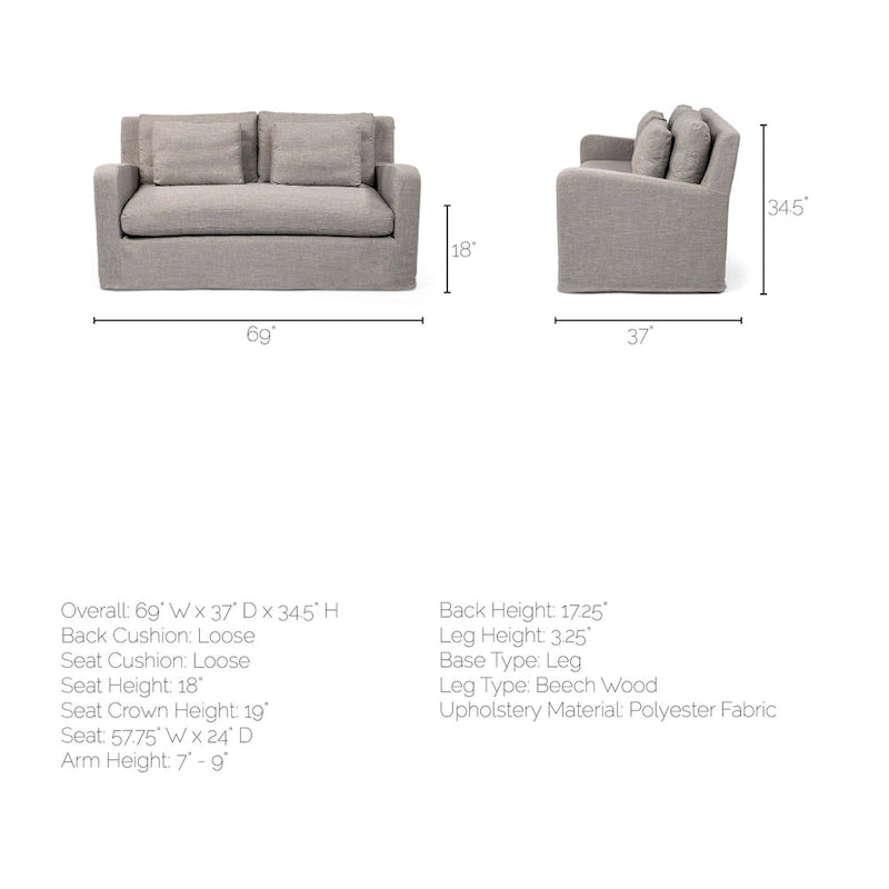 Zweisitzer-Sofa mit beigem Schonbezug