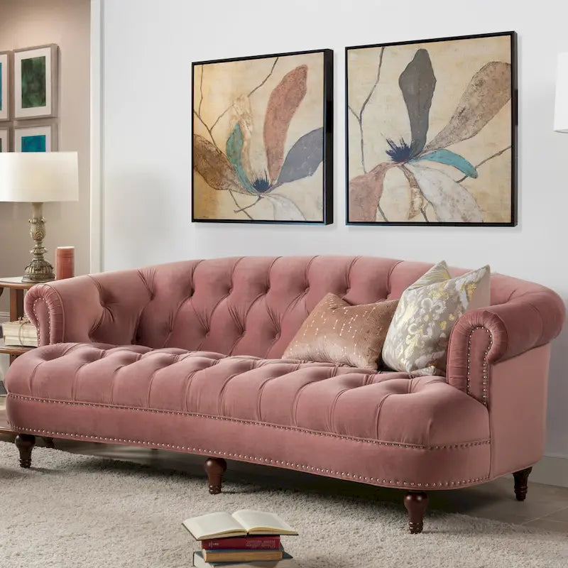 Sofa aus Samt mit Knopfheftung im Mid-Century-Modern-Stil, 84