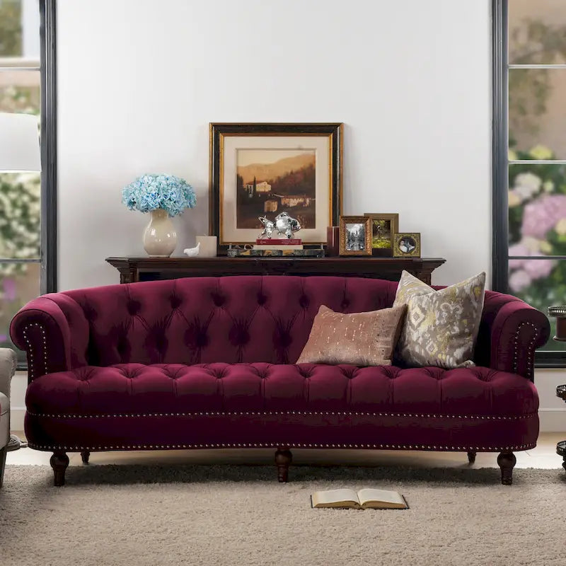 Sofa aus Samt mit Knopfheftung im Mid-Century-Modern-Stil, 84