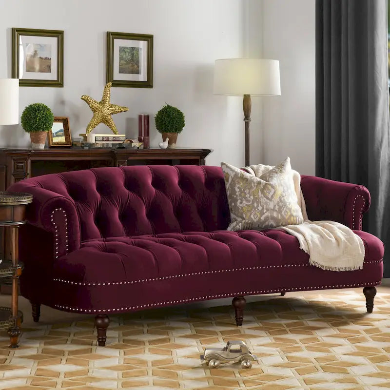 Sofa aus Samt mit Knopfheftung im Mid-Century-Modern-Stil, 84