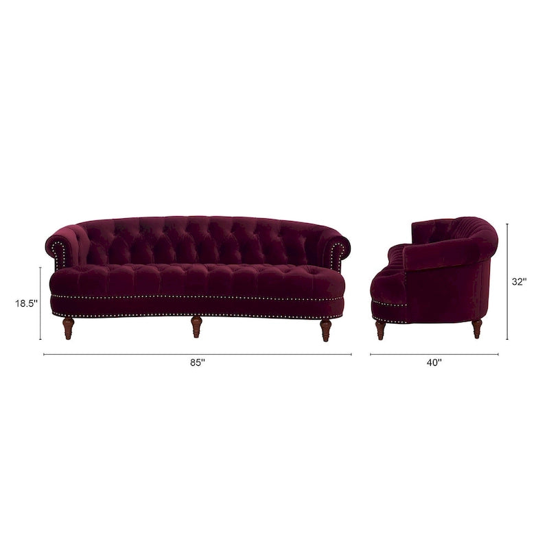 Sofa aus Samt mit Knopfheftung im Mid-Century-Modern-Stil, 84