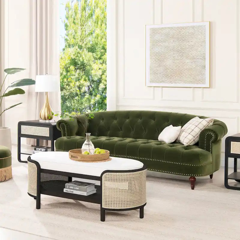 Sofa aus Samt mit Knopfheftung im Mid-Century-Modern-Stil, 84