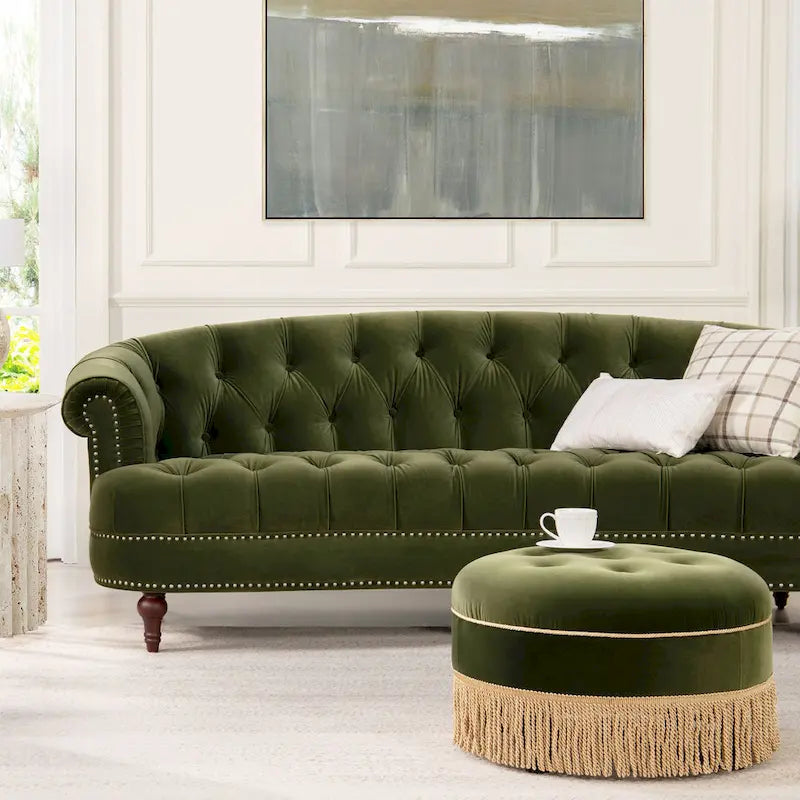 Sofa aus Samt mit Knopfheftung im Mid-Century-Modern-Stil, 84