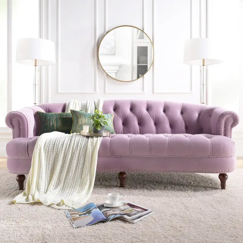 Sofa aus Samt mit Knopfheftung im Mid-Century-Modern-Stil, 84