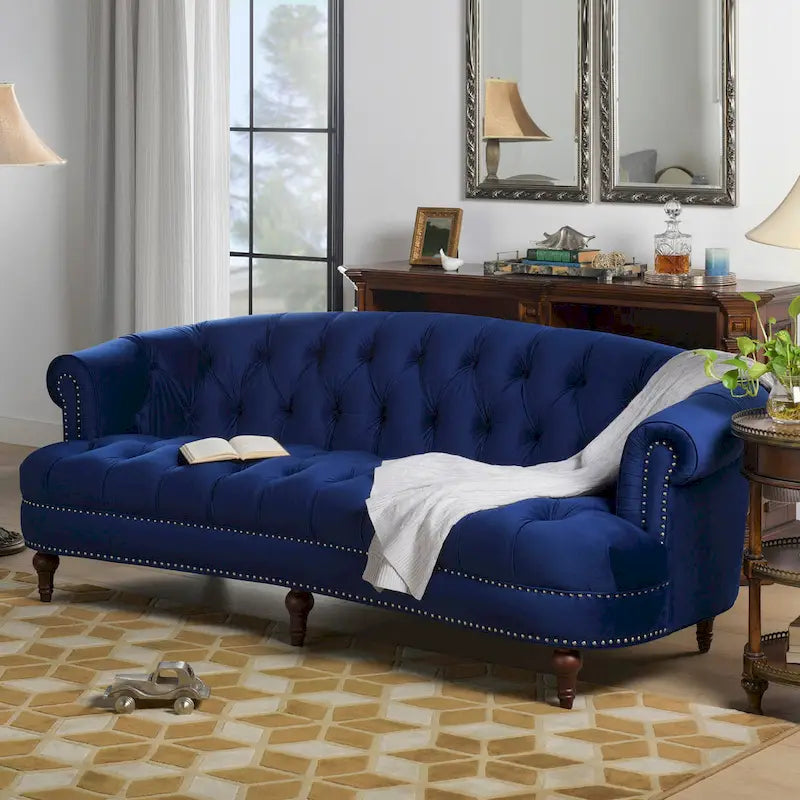 Sofa aus Samt mit Knopfheftung im Mid-Century-Modern-Stil, 84