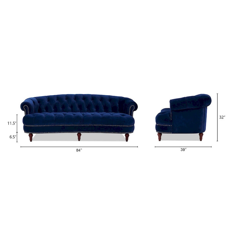 Sofa aus Samt mit Knopfheftung im Mid-Century-Modern-Stil, 84