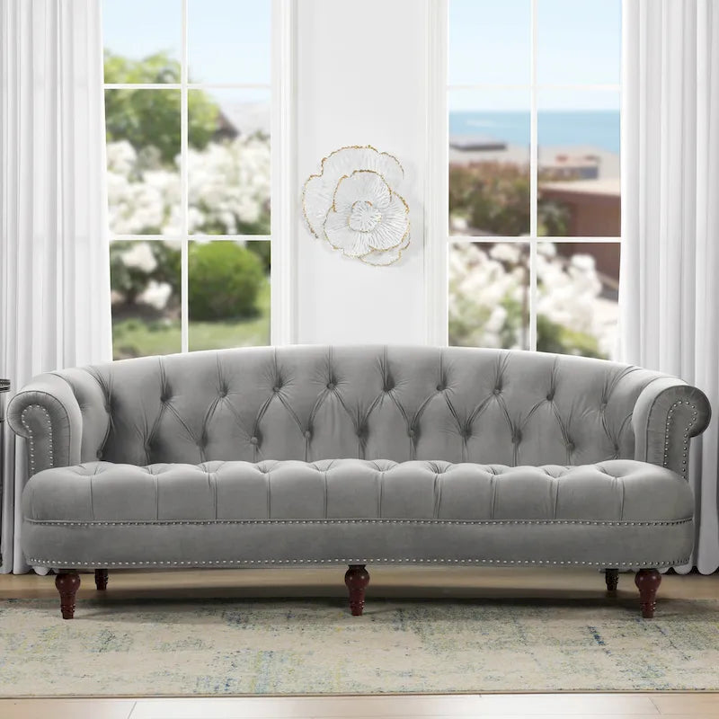 Sofa aus Samt mit Knopfheftung im Mid-Century-Modern-Stil, 84