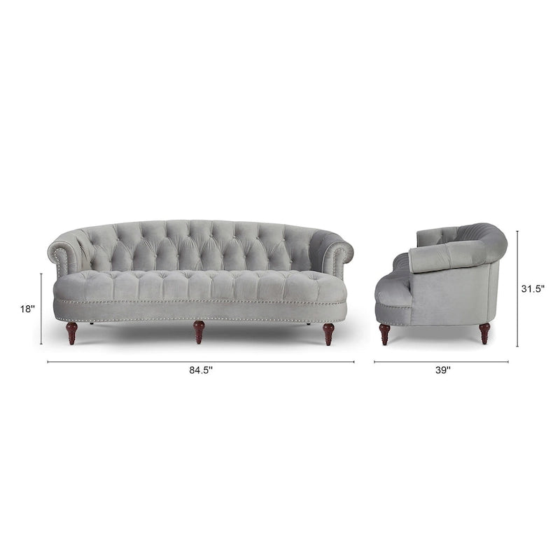Sofa aus Samt mit Knopfheftung im Mid-Century-Modern-Stil, 84