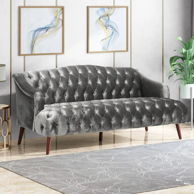 Modernes glamouröses Sofa aus Samt mit Knopfheftung