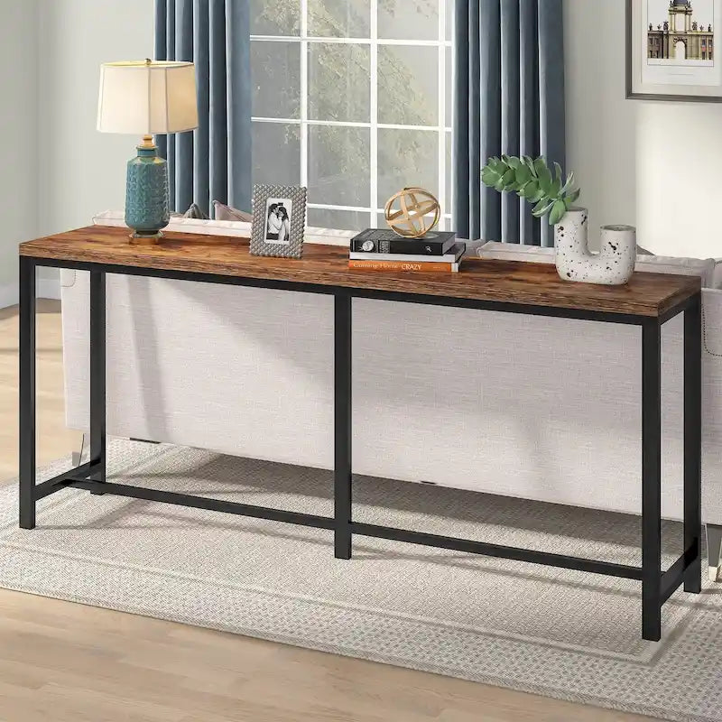 Table console extra longue de 70.9 pouces à placer derrière le canapé, table étroite pour entrée