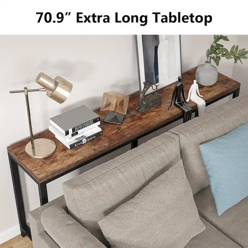 Table console extra longue de 70.9 pouces à placer derrière le canapé, table étroite pour entrée