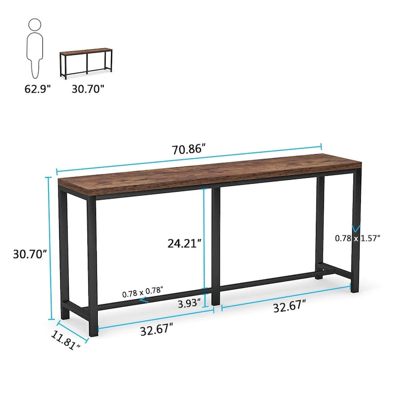 Table console extra longue de 70.9 pouces à placer derrière le canapé, table étroite pour entrée