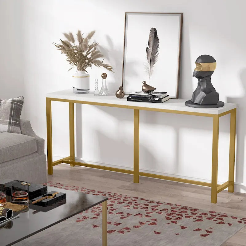 Table console extra longue de 70.9 pouces à placer derrière le canapé, table étroite pour entrée