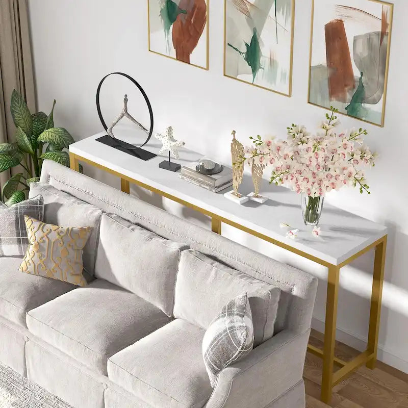 Table console extra longue de 70.9 pouces à placer derrière le canapé, table étroite pour entrée