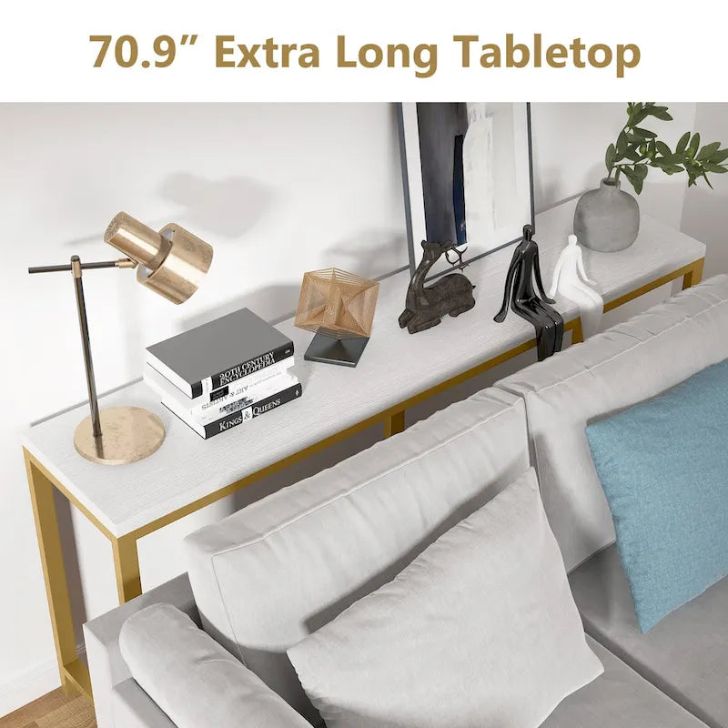 Table console extra longue de 70.9 pouces à placer derrière le canapé, table étroite pour entrée