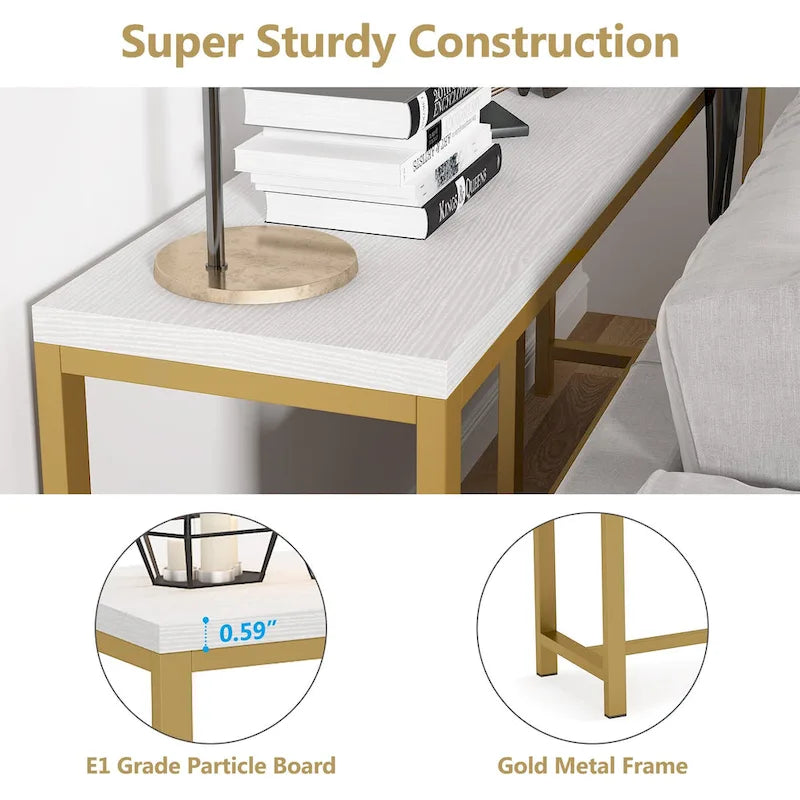 Table console extra longue de 70.9 pouces à placer derrière le canapé, table étroite pour entrée