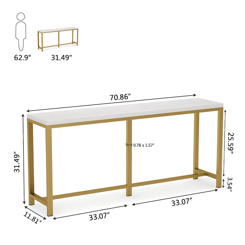 Table console extra longue de 70.9 pouces à placer derrière le canapé, table étroite pour entrée