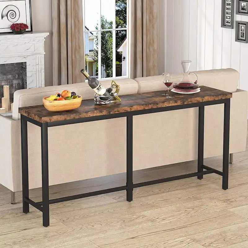 Table console extra longue de 70.9 pouces à placer derrière le canapé, table étroite pour entrée