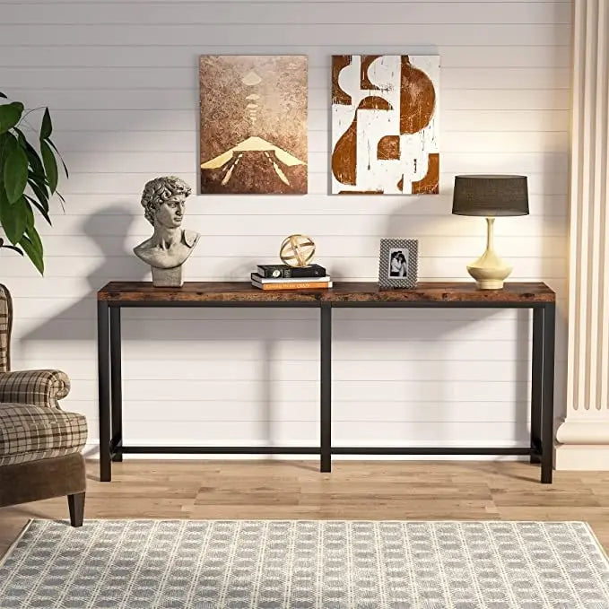 Table console extra longue de 70.9 pouces à placer derrière le canapé, table étroite pour entrée