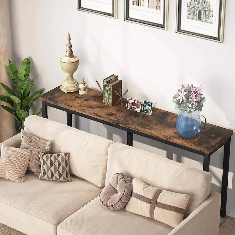 Table console extra longue de 70.9 pouces à placer derrière le canapé, table étroite pour entrée