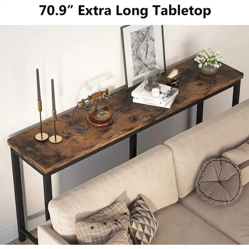 Table console extra longue de 70.9 pouces à placer derrière le canapé, table étroite pour entrée