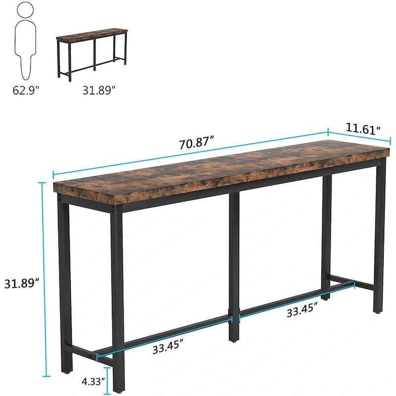 Table console extra longue de 70.9 pouces à placer derrière le canapé, table étroite pour entrée