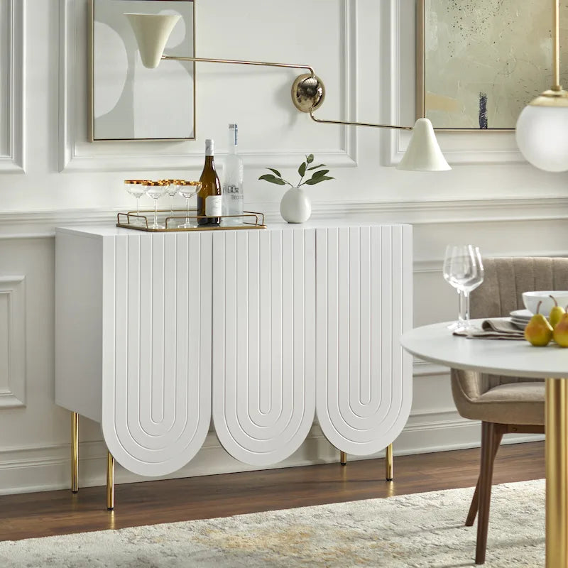 Sideboard mit 3 Türen und gewelltem Rand im Mid-Century-Stil