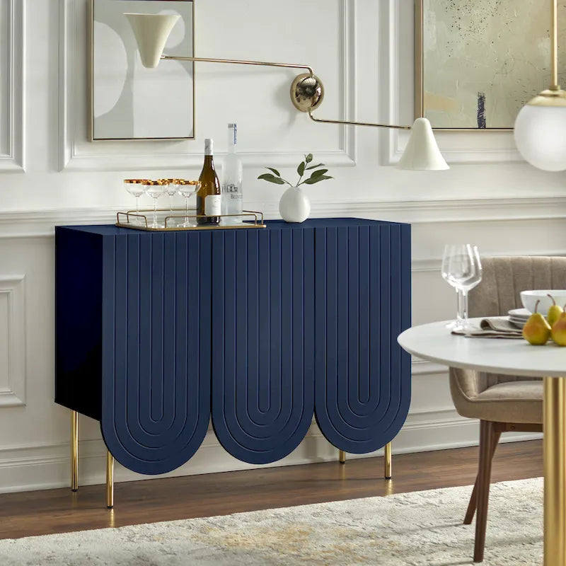Sideboard mit 3 Türen und gewelltem Rand im Mid-Century-Stil