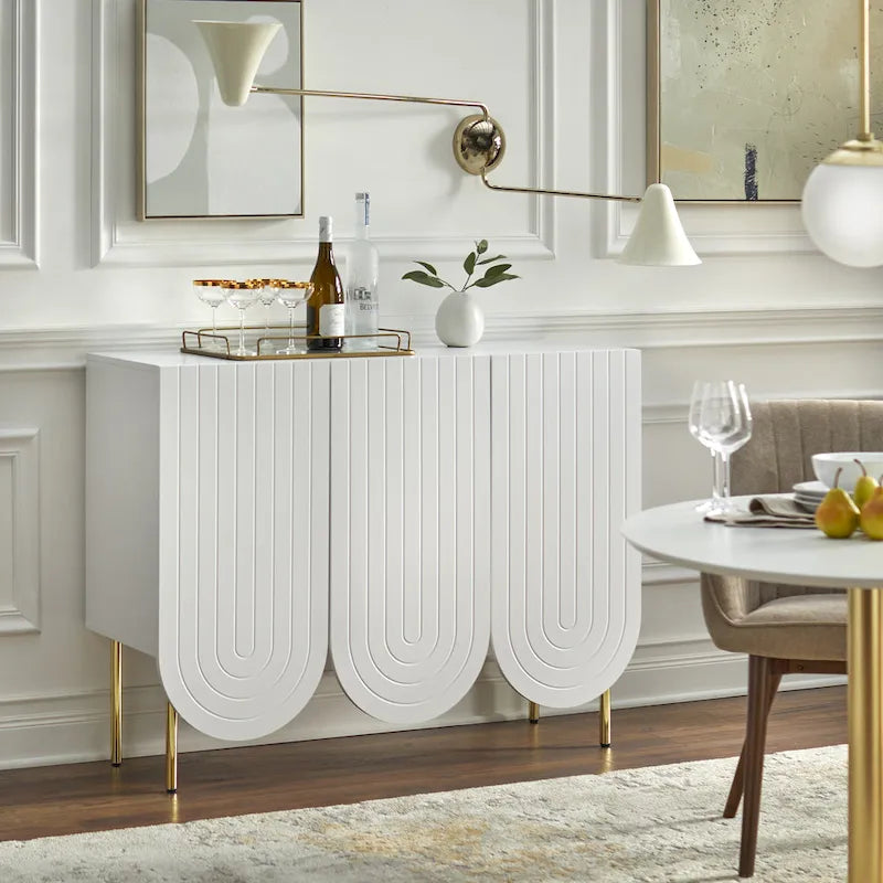 Sideboard mit 3 Türen und gewelltem Rand im Mid-Century-Stil