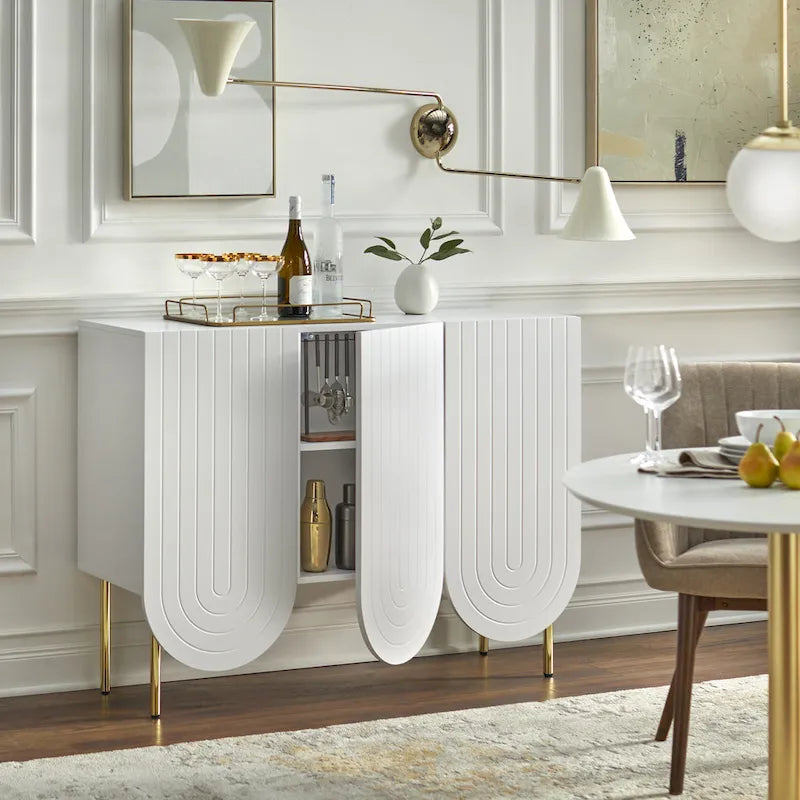 Sideboard mit 3 Türen und gewelltem Rand im Mid-Century-Stil