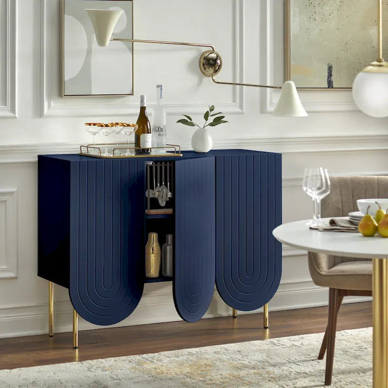 Sideboard mit 3 Türen und gewelltem Rand im Mid-Century-Stil