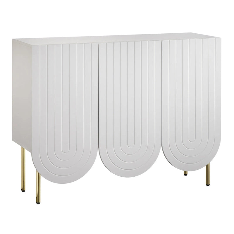Sideboard mit 3 Türen und gewelltem Rand im Mid-Century-Stil