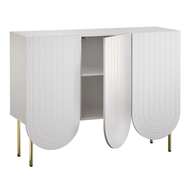 Sideboard mit 3 Türen und gewelltem Rand im Mid-Century-Stil