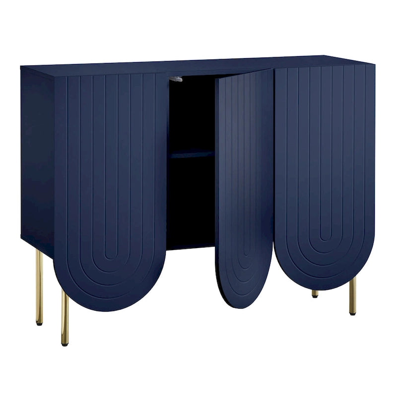 Sideboard mit 3 Türen und gewelltem Rand im Mid-Century-Stil