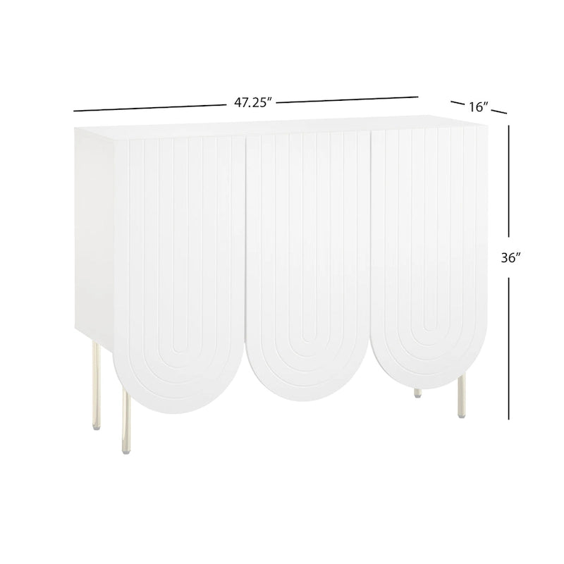 Sideboard mit 3 Türen und gewelltem Rand im Mid-Century-Stil