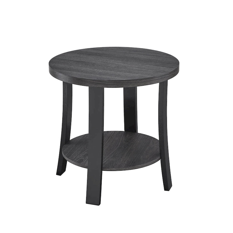 Table d’appoint contemporaine ronde avec étagère en bois