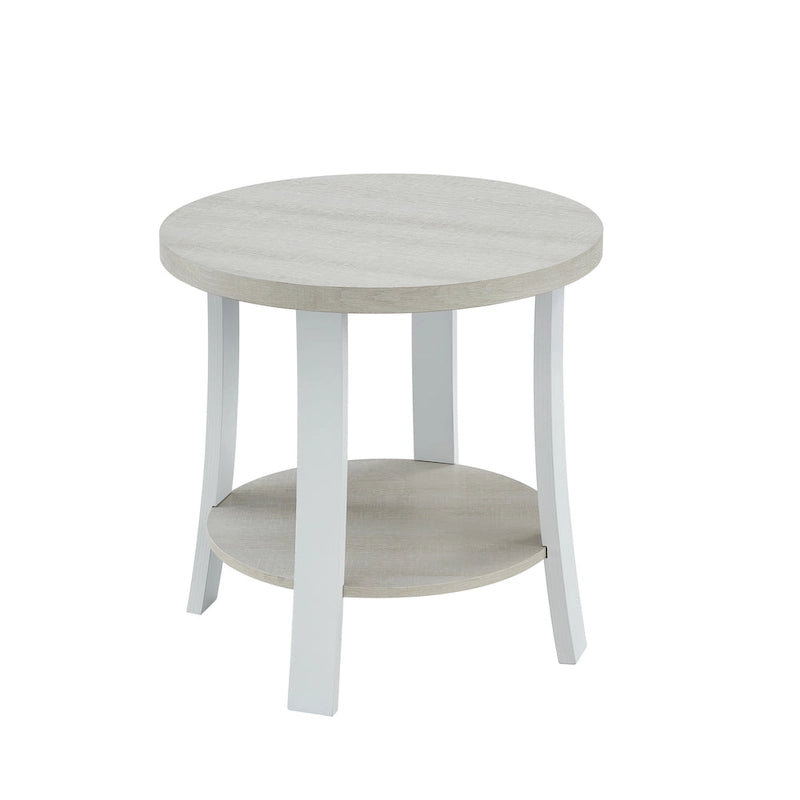 Table d’appoint contemporaine ronde avec étagère en bois
